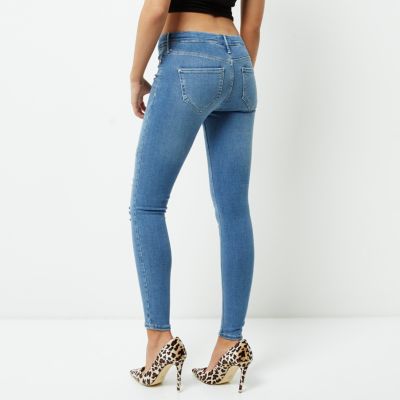 Mid blue ripped Molly jeggings